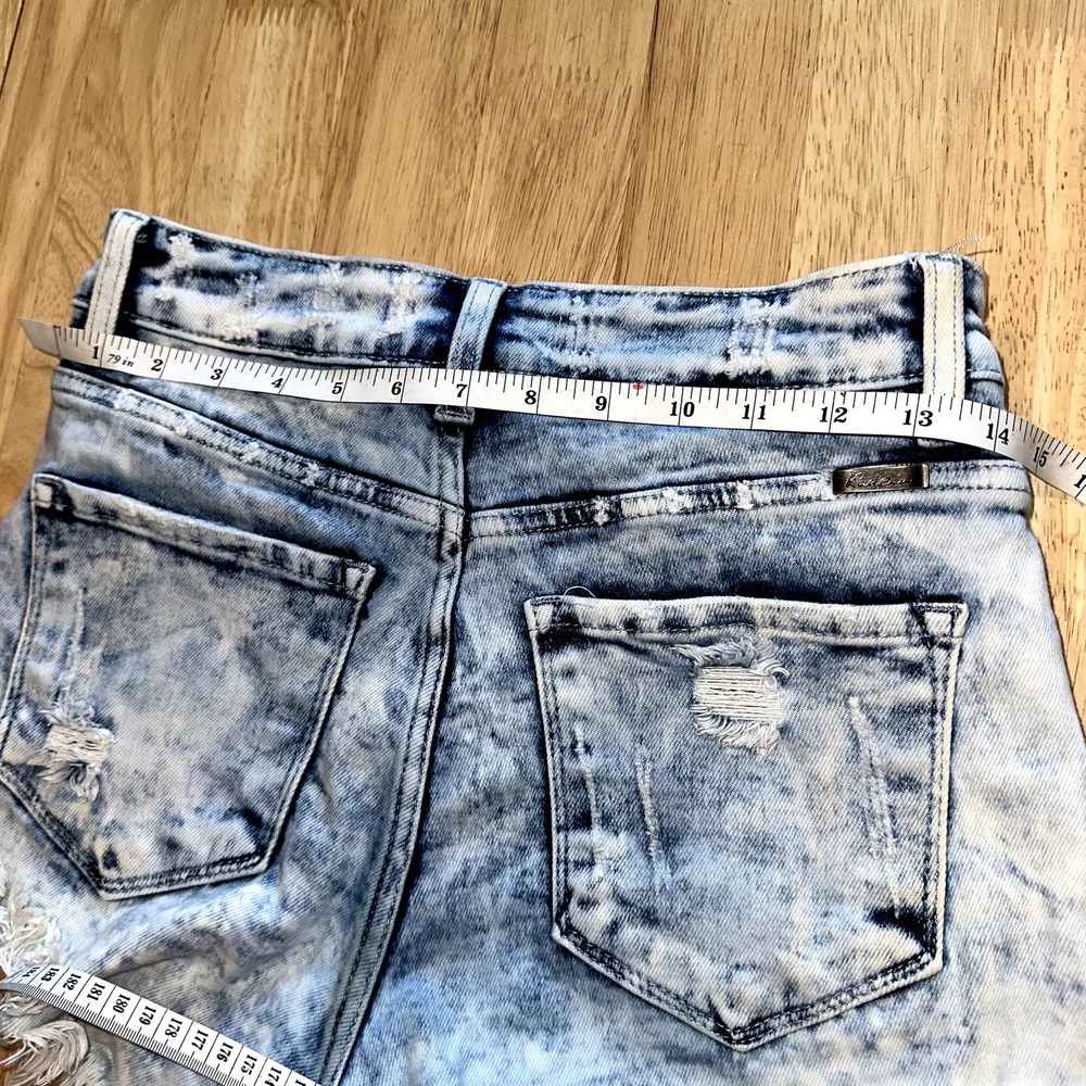 KanCan Bleached Look Distressed Medium Jean Shorts - Picture 4 of 5